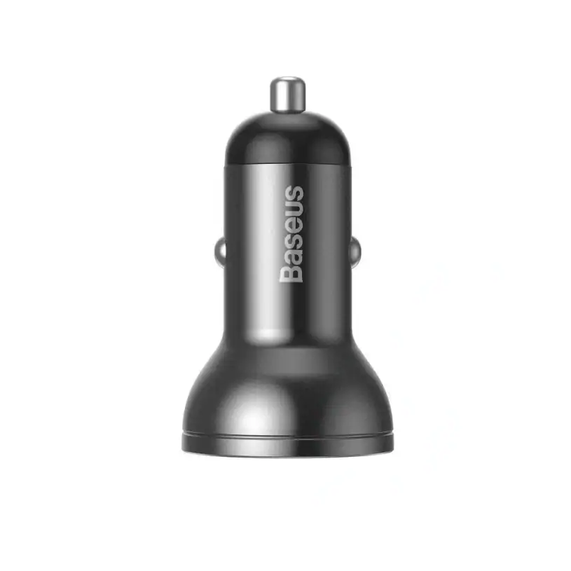 Baseus Digital Display Dual USB 4.8A Зарядно за Кола, 24W с Три Основни Цвята, 2-в-1 Кабел USB 1.2M, черен/сив - Image 4