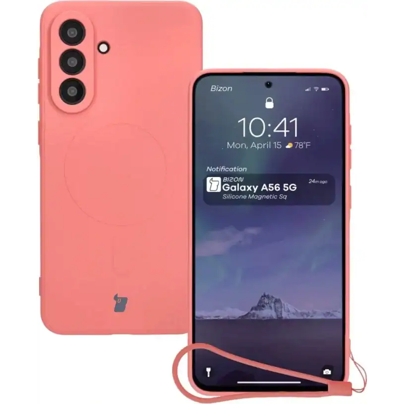 Bizon Case Силиконов Магнитен Sq Калъф за Samsung Galaxy A56 5G, тъмно розов