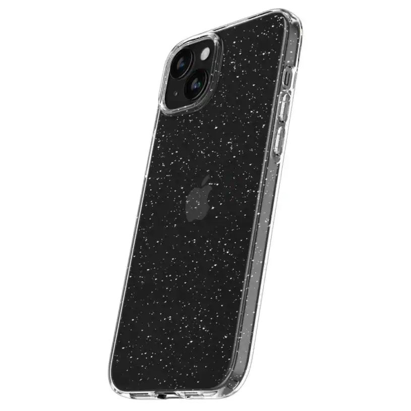 Spigen Liquid Crystal Калъф за Apple iPhone 15, прозрачен с брокат - Image 6