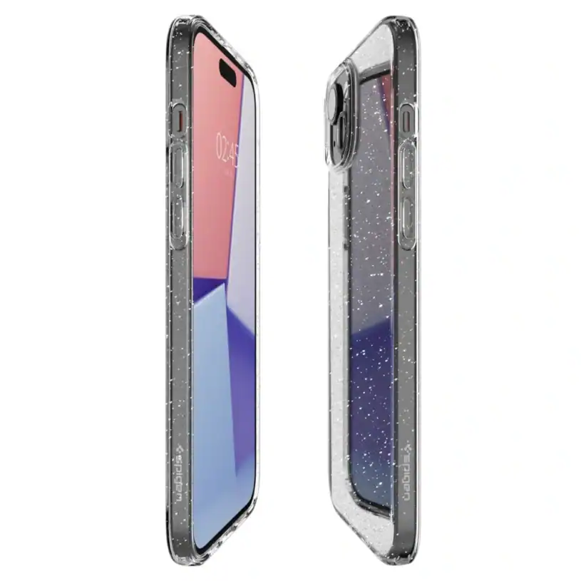 Spigen Liquid Crystal Калъф за Apple iPhone 15, прозрачен с брокат - Image 5