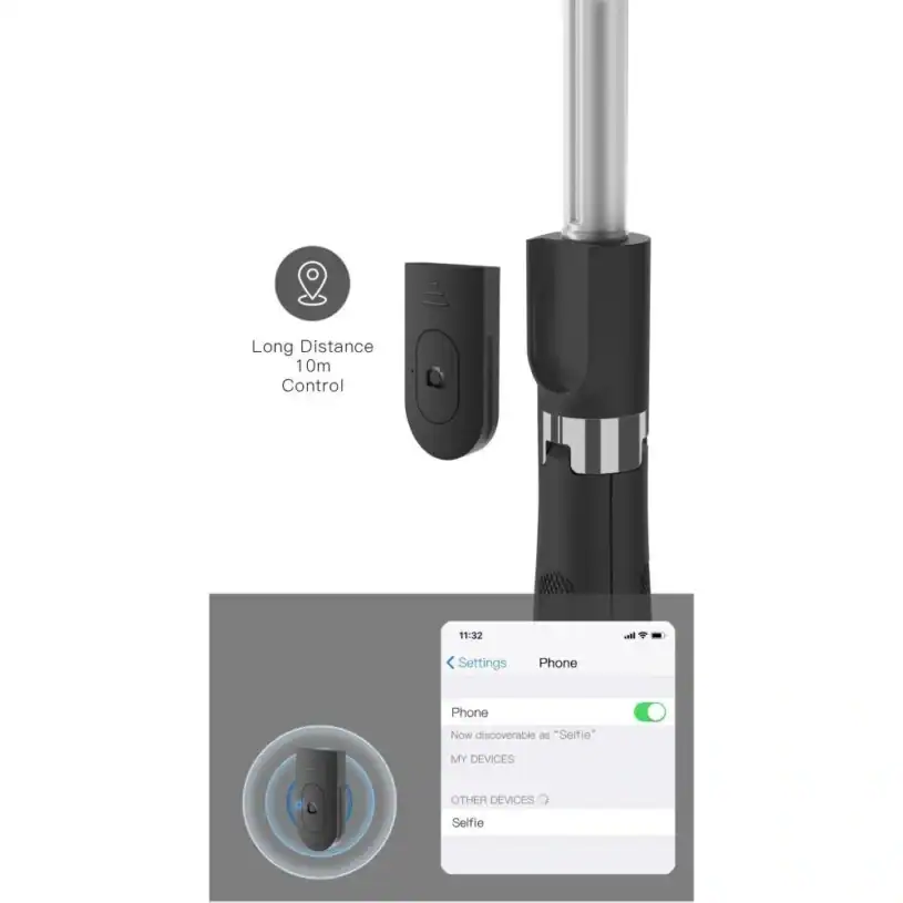 Tech-Protect L01s Безжичен Селфи Стик Трипод, мраморно сив - Image 8