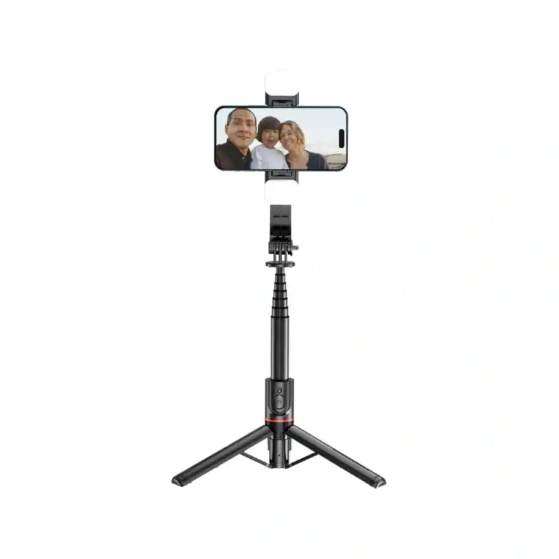 Tech-Protect L05s Безжичен Селфи Стик Трипод & LED Светлина, черен - Image 9
