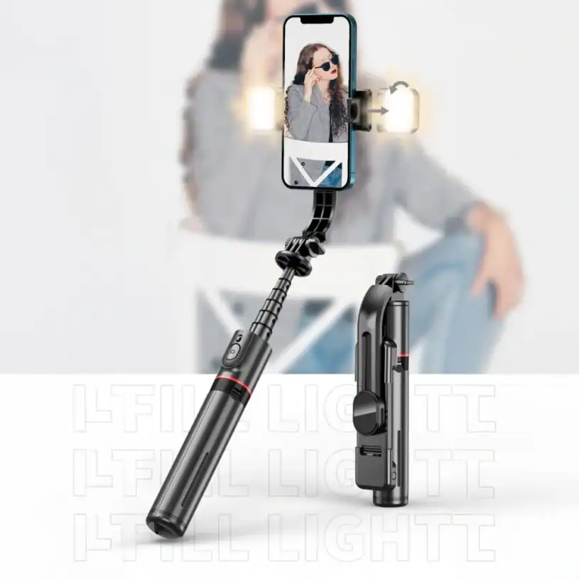 Tech-Protect L05s Безжичен Селфи Стик Трипод & LED Светлина, черен - Image 3