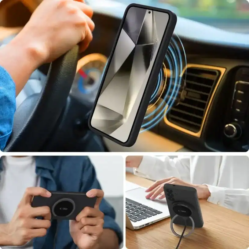 Tech-Protect Liquid Silicone MagSafe Калъф за Samsung Galaxy S25 Edge, черен - Image 3