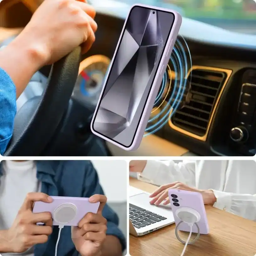 Tech-Protect Liquid Silicone MagSafe Калъф за Samsung Galaxy S25 Edge, лилав - Image 3