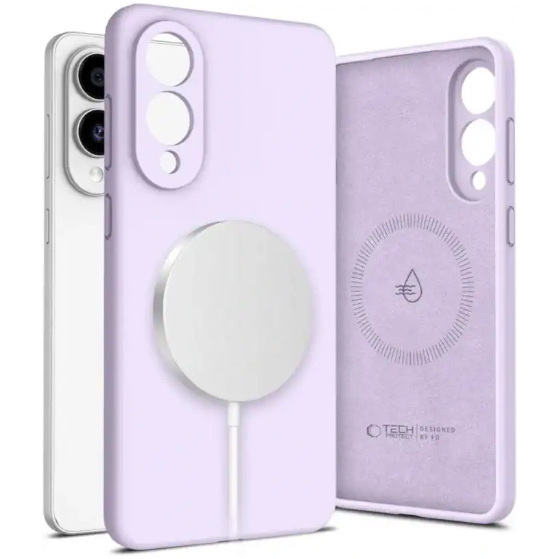 Tech-Protect Liquid Silicone MagSafe Калъф за Samsung Galaxy S25 Edge, лилав