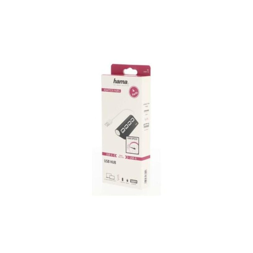 Usb Хъб Hama, Usb 2.0, 1:4, Черен, 480mbit/s - Image 2